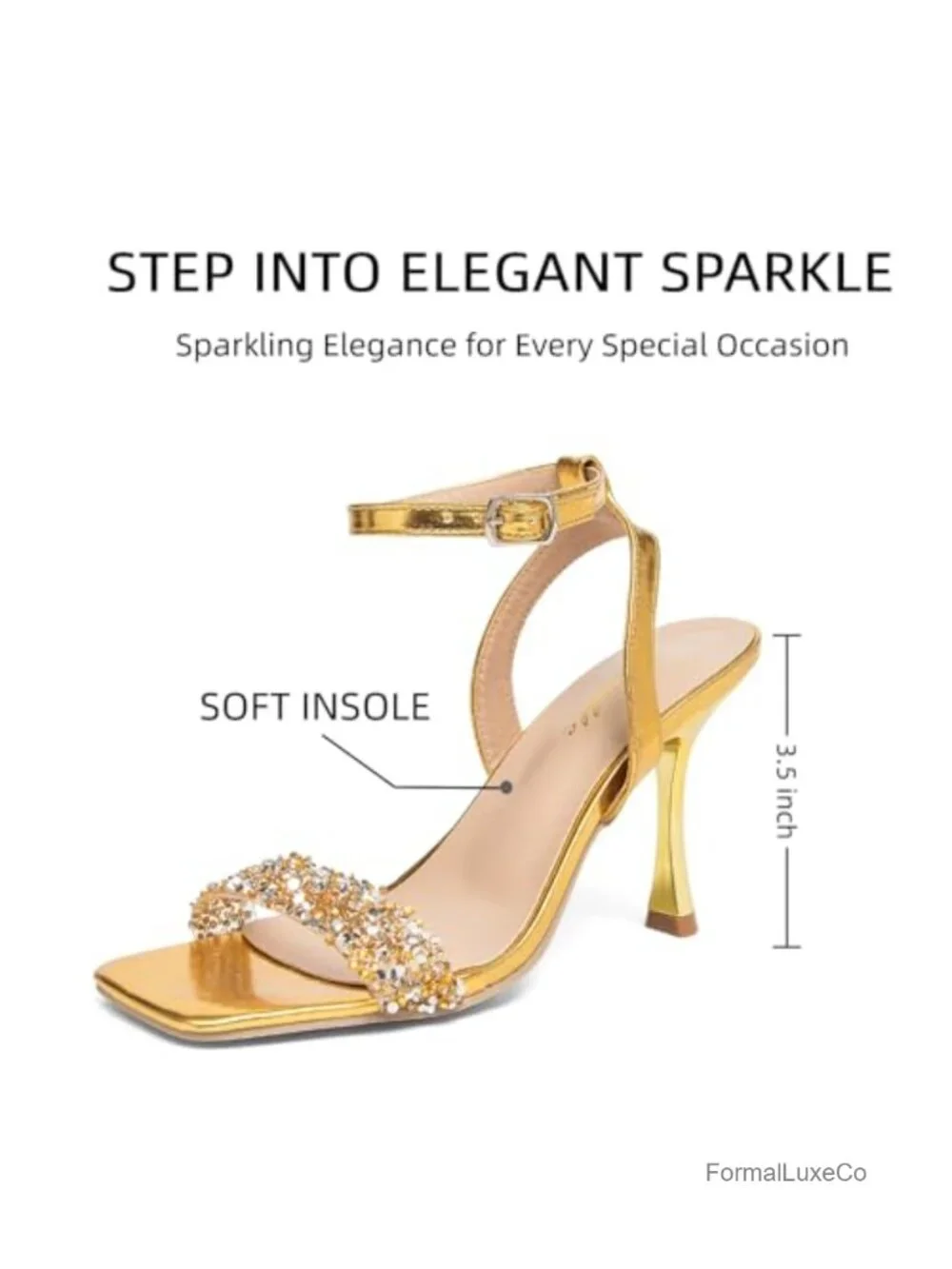 Rhinestone Open Toe Heeled Sandals 3.5